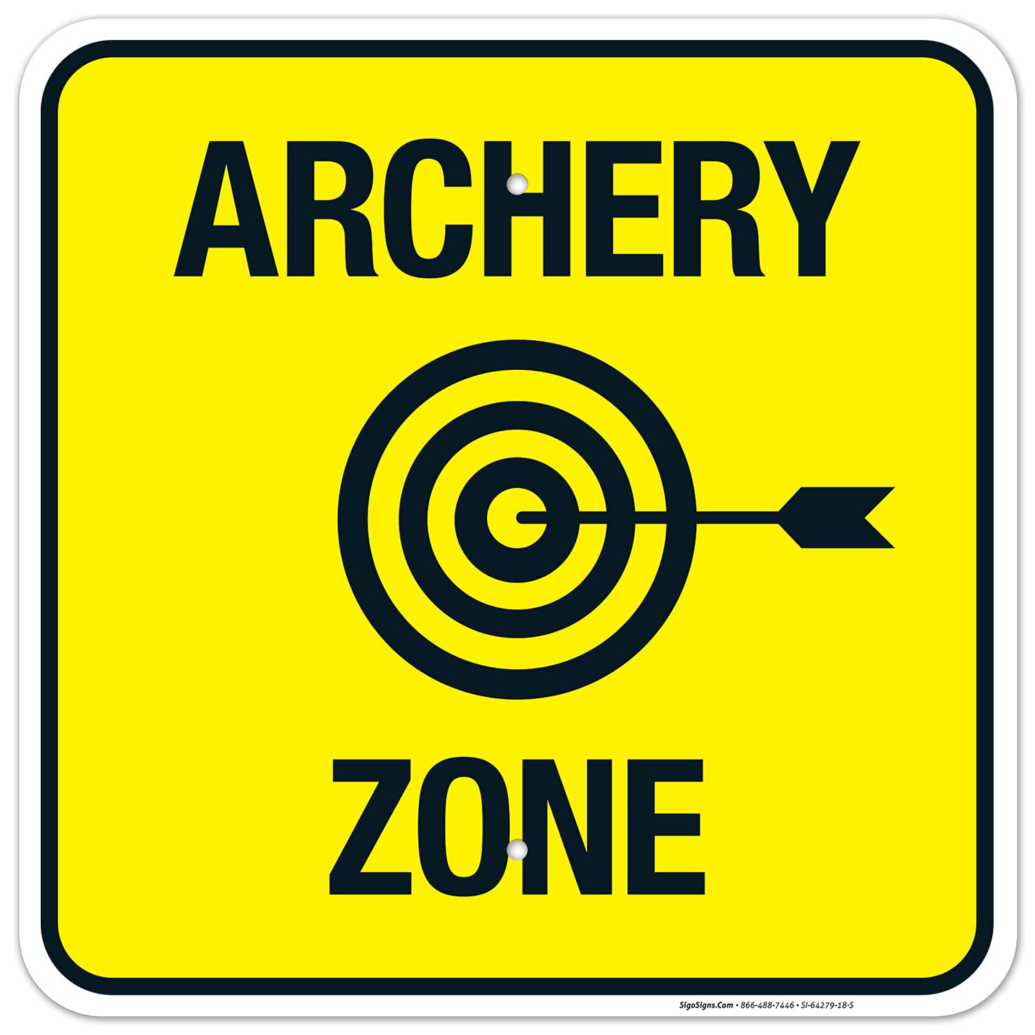 Archery Zone with Target Shooting Symbol Sign, 18x18 Inches, Rust Free .063 Aluminum, Fade Resistant, Made in USA