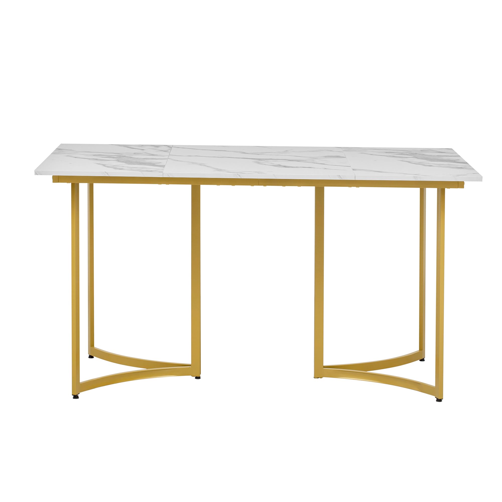 Table aspect marbre blanc avec pieds incurvés pour sol irrégulier