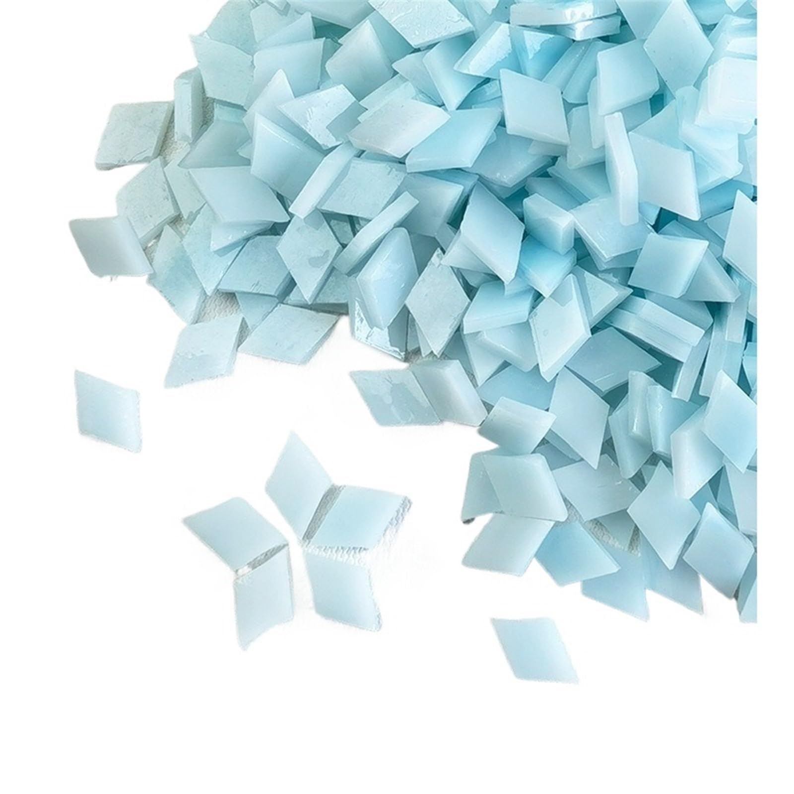 Mosaic Pieces 115g/4oz (Approx. 200pcs) Rhombic Mica Mosaic Tiles Translucent Micaceous Tile DIY Craft Materials Candleholder/Lampshade/Window for Home Garden Decoration Art Projects(Blue)