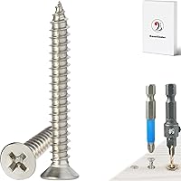 Vista 29 de Tornillos para madera, 120 tornillos Phillips de cabeza plana, tornillo de acero inoxidable 304 con kit de avellanado de madera ajustable