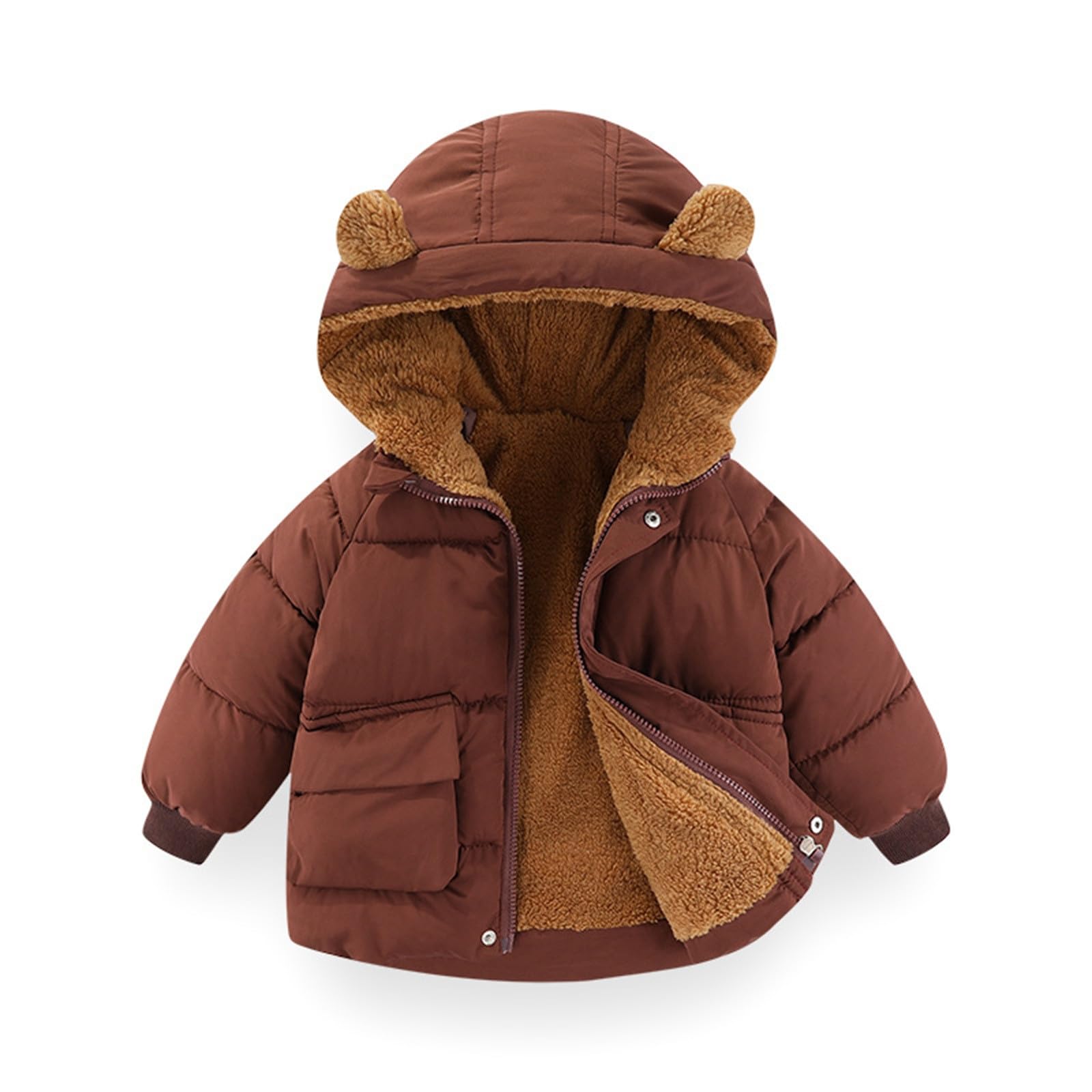 Generisch Vestes mi-saison pour enfant nourrisson bébé garçon fille ours hiver oreilles avec capuche manteau épais chaud vêtements vêtements tenues boues garçons