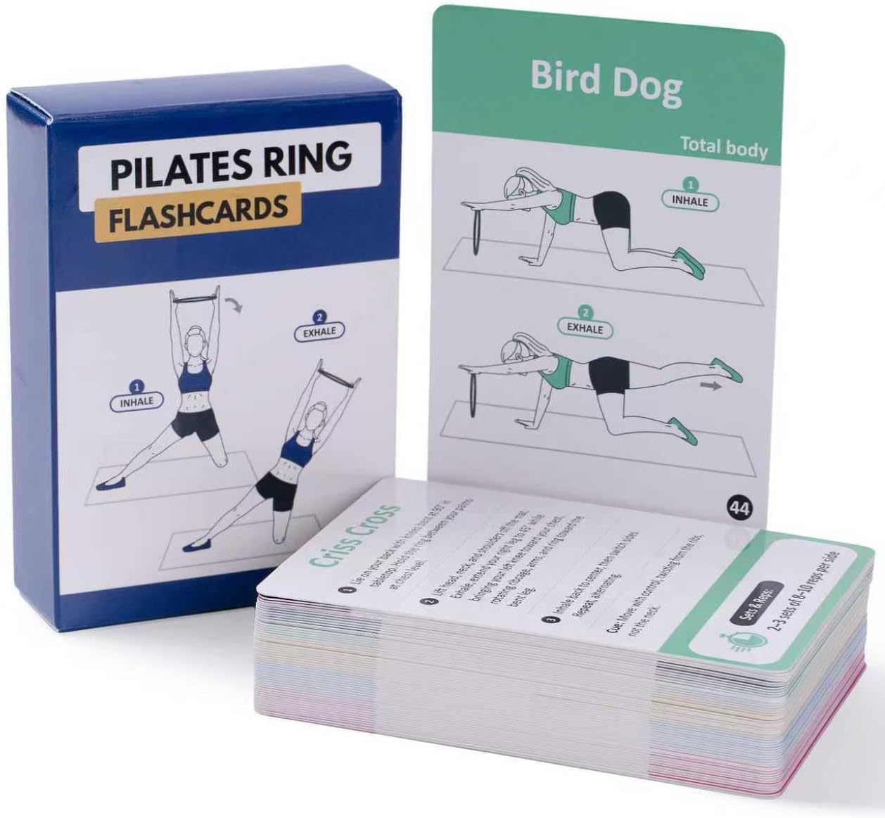 Pilates Ring Workout Cards - Magic Circle Pilates Flashcards - Quick Reference Guide for Pilates Exercises - Yoga Pilates Essentials Kit Fitness Circle Flash Cards - 53 Cards | 2.75” x 3.9”