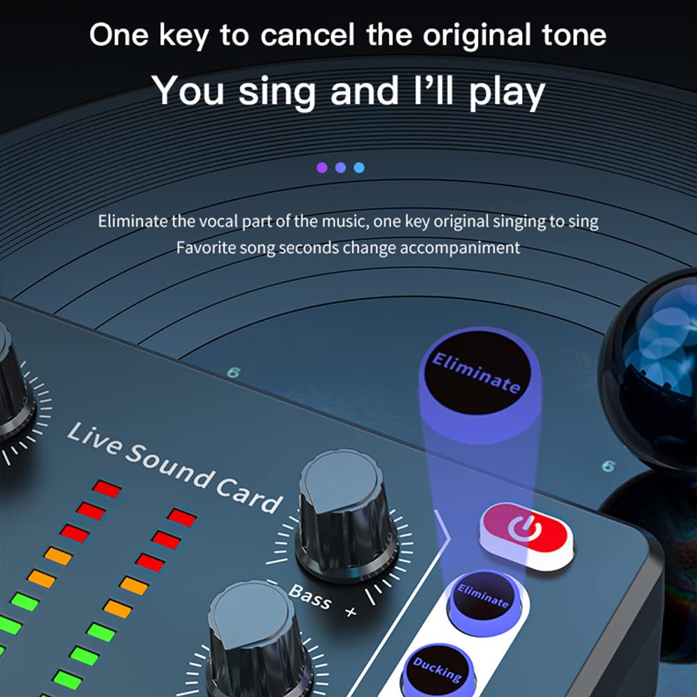 Scheda Audio Mini Mixer Bluetooth, Scheda Audio dal Vivo con Vari Effetti sonori, Scheda Audio per Cambio Voce in Streaming Live per la Registrazione di Musica, Trasmissione di Canto, Nero