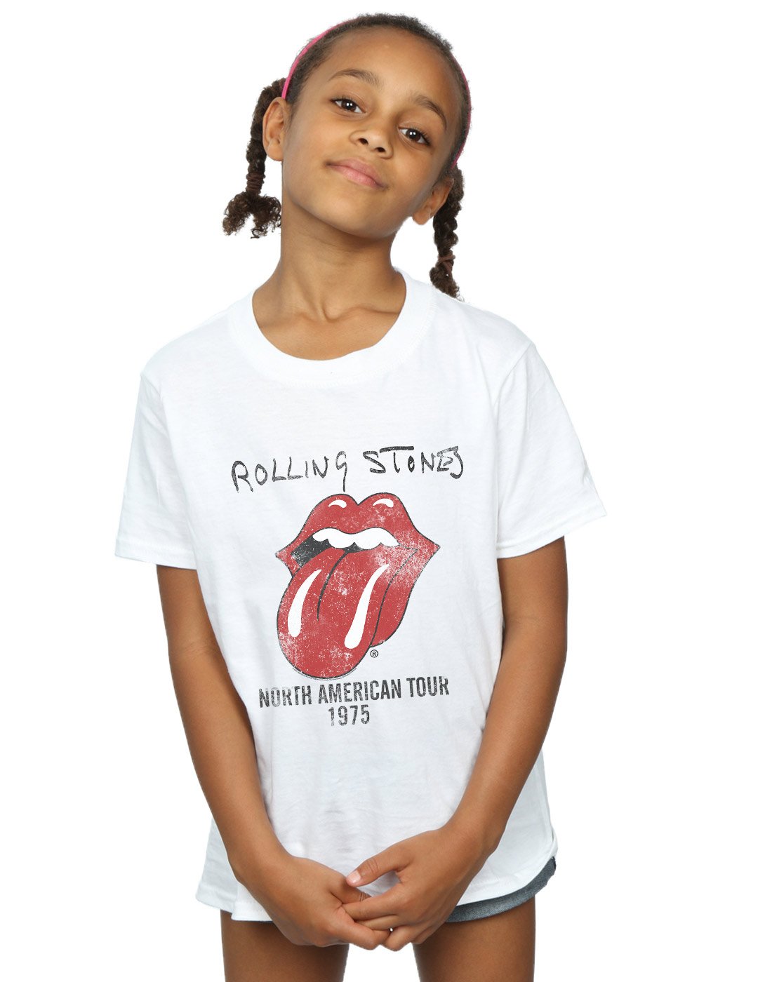 Absolute Cult Girls White Rolling Stones Vampire Tongue T-Shirt 7-8 Years