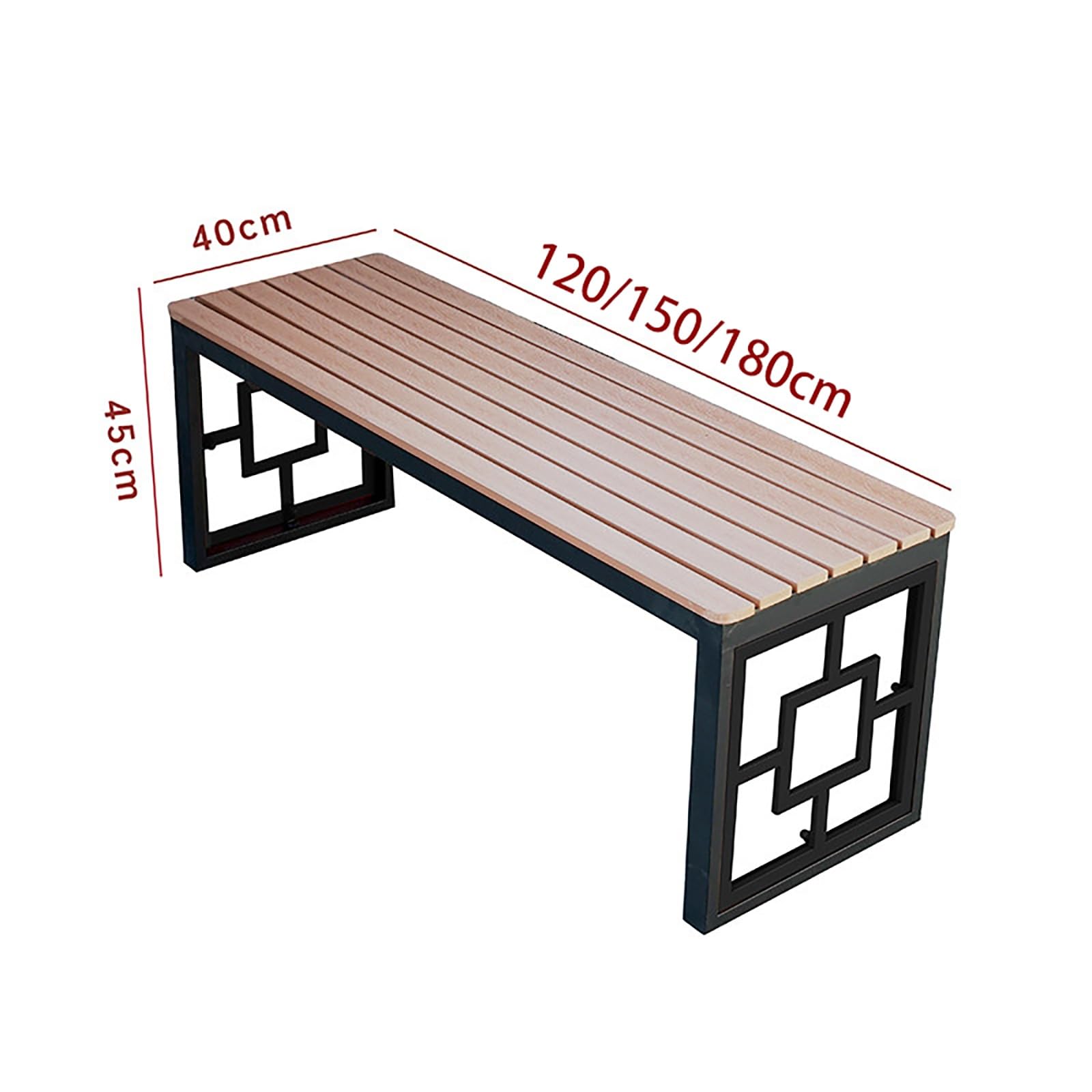 Banco Jardin Exterior 2 Plazas de Madera Sintética Polywood | Banco de Jardin con Estructura Galvanizada de Doble Tubo Cuadrado, Terraza, Balcón, Porche(Rosso,150x40x45cm)