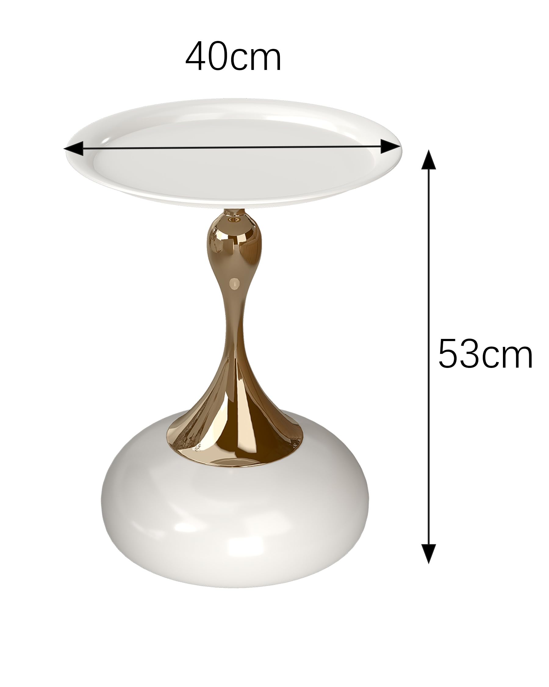 Set di 2 Tavolino da Caffè Rotondo, Piccoli Tavolini Salotto, Tavolino Soggiorno Moderno in Metallo, Oro e Bianco, 2 Pezzi