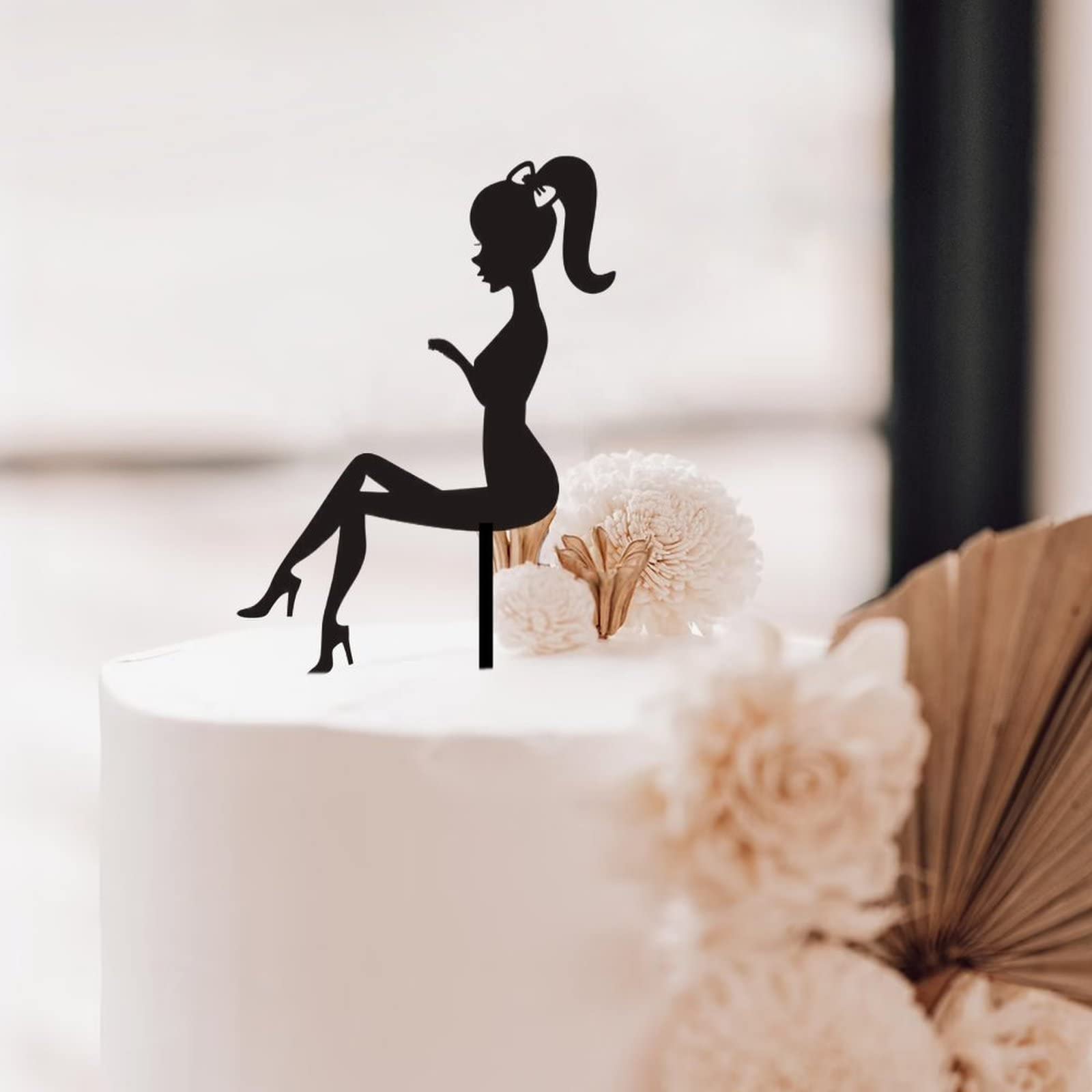 chinese dress ladies Personalised sitting girl silhouette in ribbon dress cake topper – Bakers  World main image 0