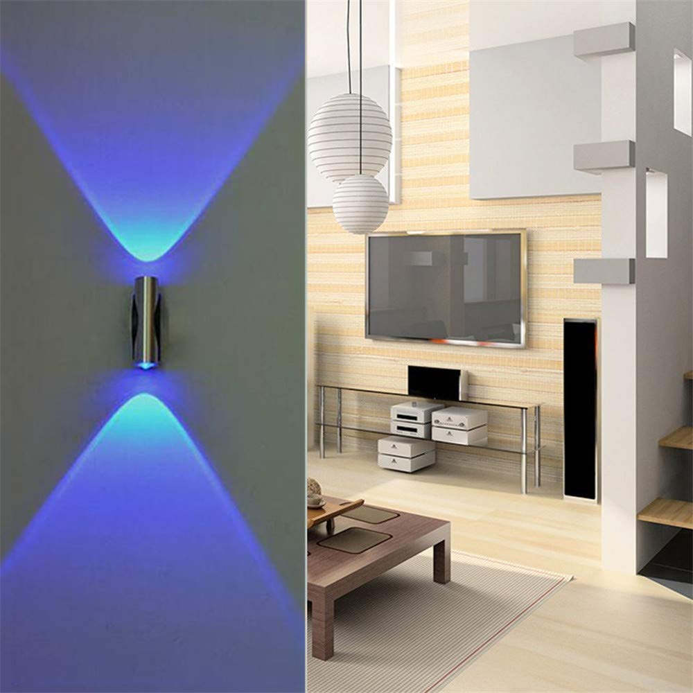 Lampara de pared de doble cabeza azul para crear ambiente de bar en casa