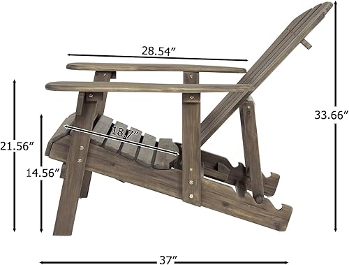 Miniatura 5 de Malibu Adirondack Chair - Rustic Acacia Wood Folding Outdoor Chair with Slatted Seat and Back