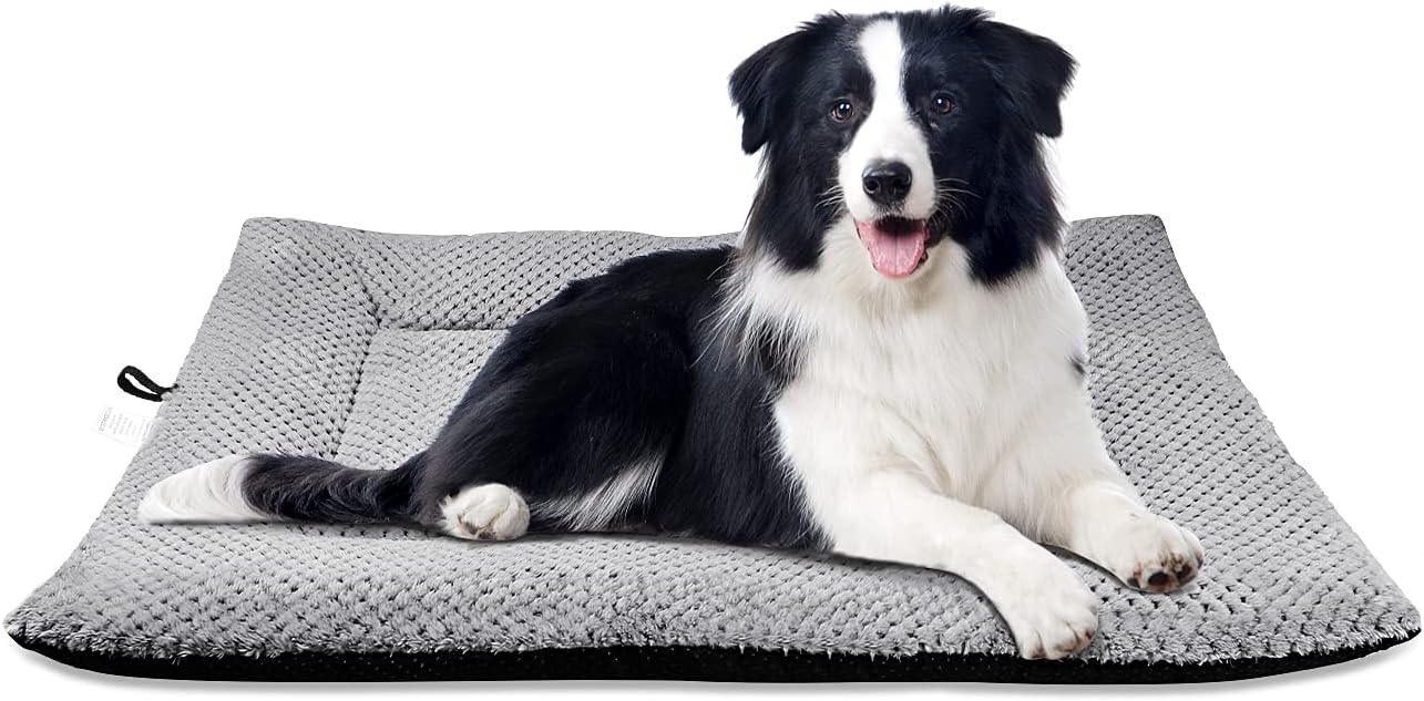Onarway Dog Bed Mat Extra Large: Washable Fluffy Dog Bed Cushion for Cats Puppies - XL 106x71cm Sherpa Dog Crate Mattress for Extra Large Pets Grey
