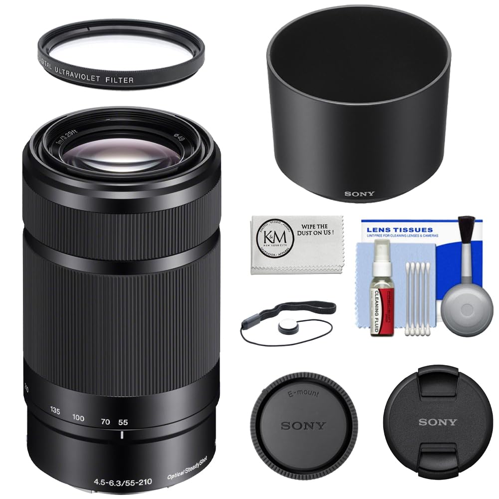 Sony 55-210mm f4.5-6.3 OSS Telephoto E-Mount Lens | Black Bundled with 49mm UV Filter 5-Piece Camera Cleaning Kit Lens Cap Keeper Microfiber Cloth product thumbnail 3
