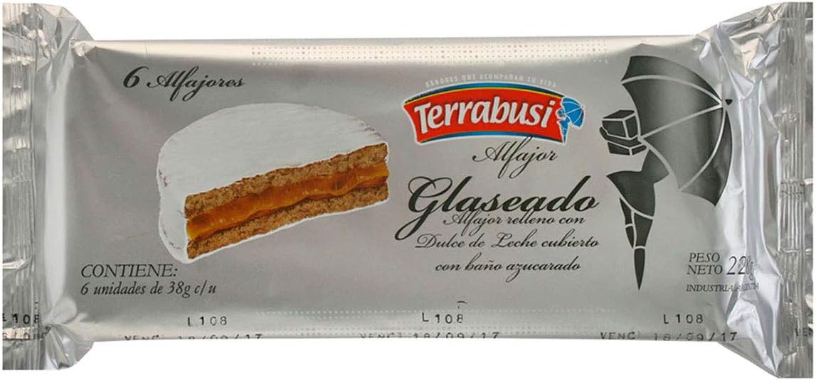 Alfajores Terrabusi (Blanco Glaseado Relleno con Dulce de Leche, 300 gr.)