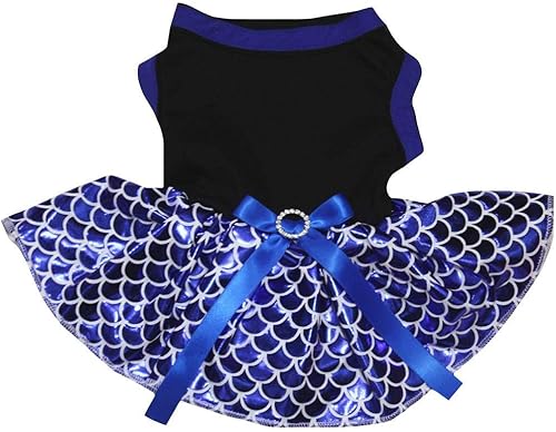 Miniatura 6 de Petitebella Vestido para perro cachorro con tutú de sirena brillante (negro/dorado, talla S)