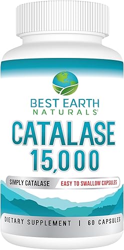 Best Earth Naturals Catalase Supplement 15,000 - Suplementos capilares para cabello fuerte - 60 cápsulas (suministro para 60 días)
