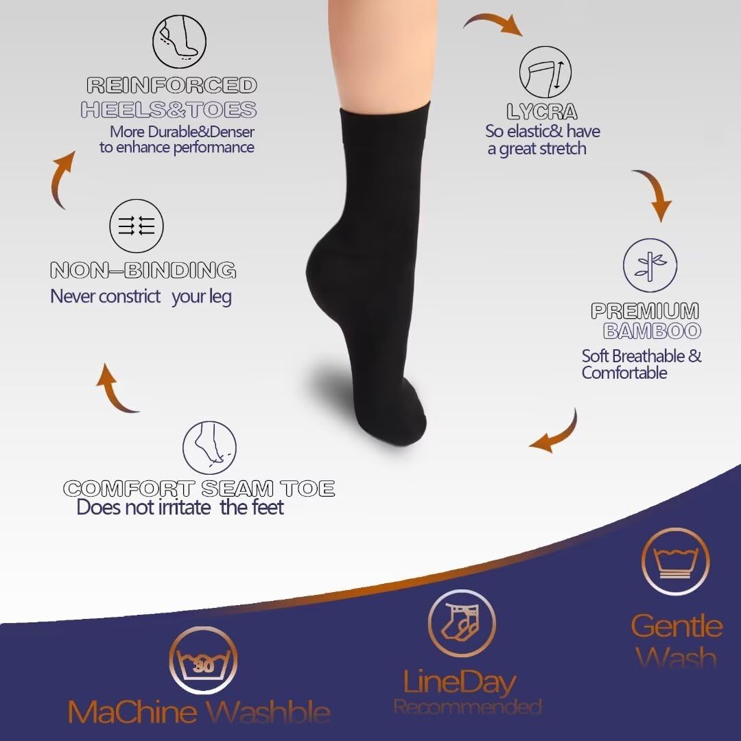 Bamboo Men Women Breathable Quarter Thin Ankle High Comfort Cool Soft Socks - 6 Pairs - Image 5