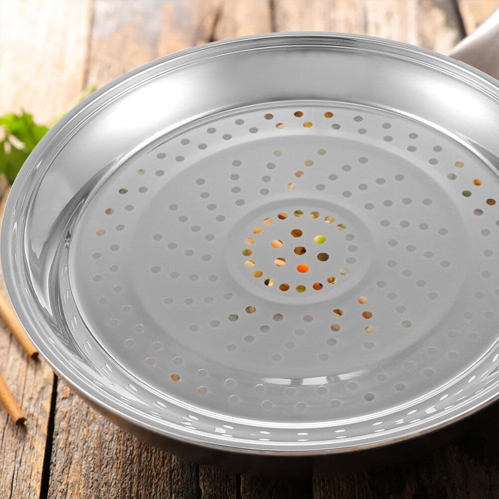 Alipis 12.20 Inch Stainless Steel Steamer Tray Insert with Dense Holes for Even Heat Distribution Food Steaming Basket Rack Ideal for Vegetables Seafood and Dumplings Cooking