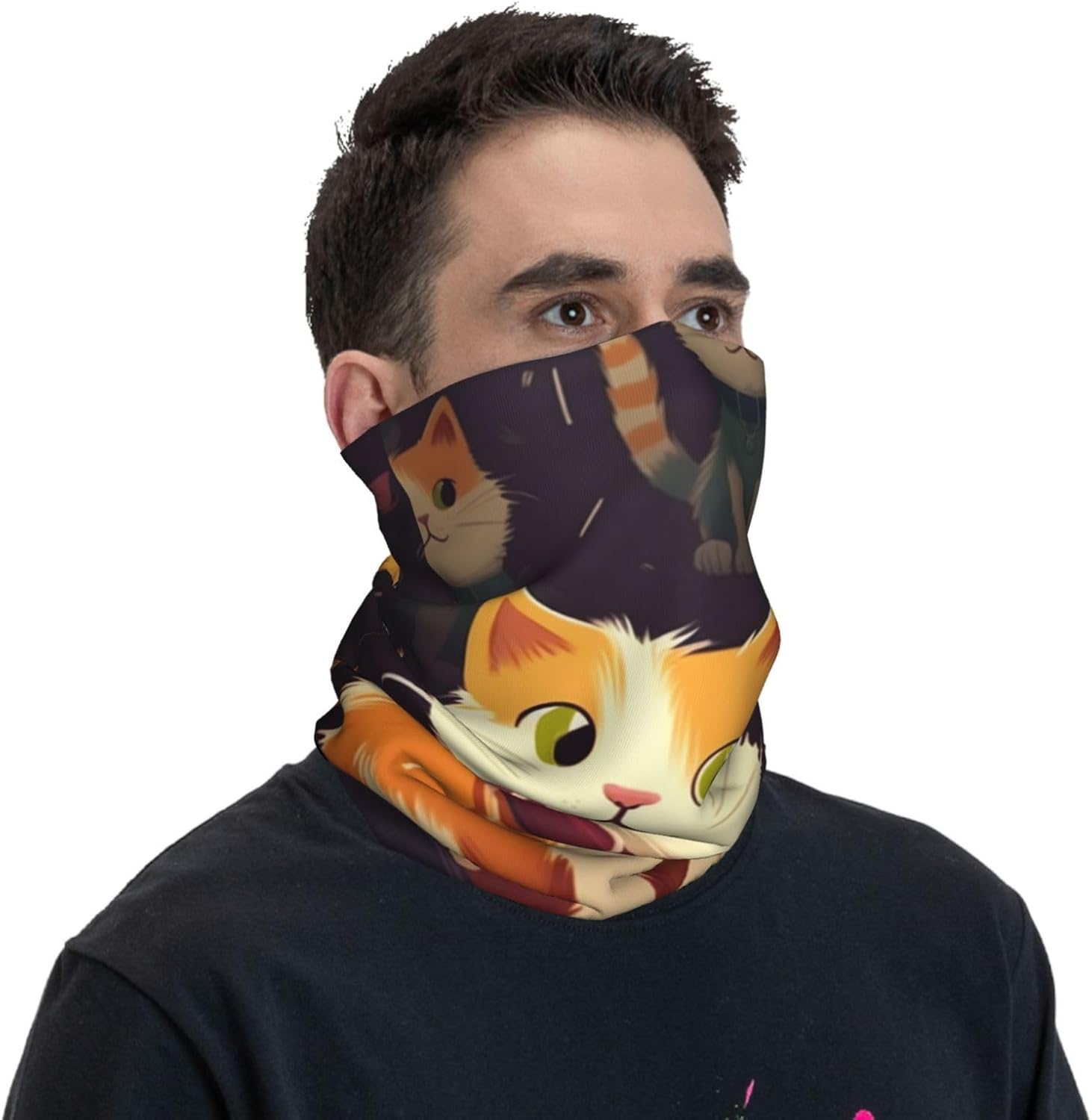 Lovely Cat Neck Gaiter Warmer, Breathable Face Cover UV Protection Face Mask Wind-proof Ski Neck Scarf Elastic Balaclavas Hiking Bandana for Men Women, Christmas Gift