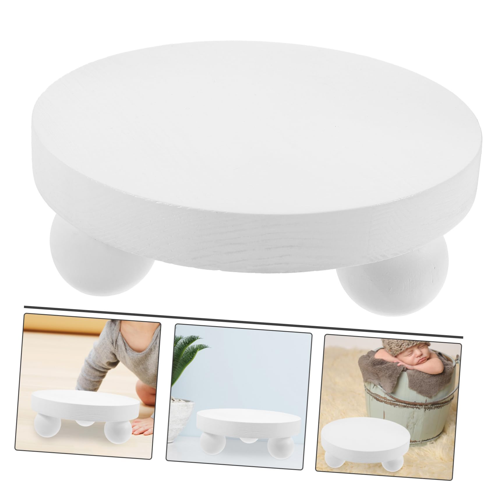 Hemobllo Tabouret De Photographie en Bois Poli À La Main Petit Tabouret Rond Décoratif pour Plantes pour Garçons Et Filles
