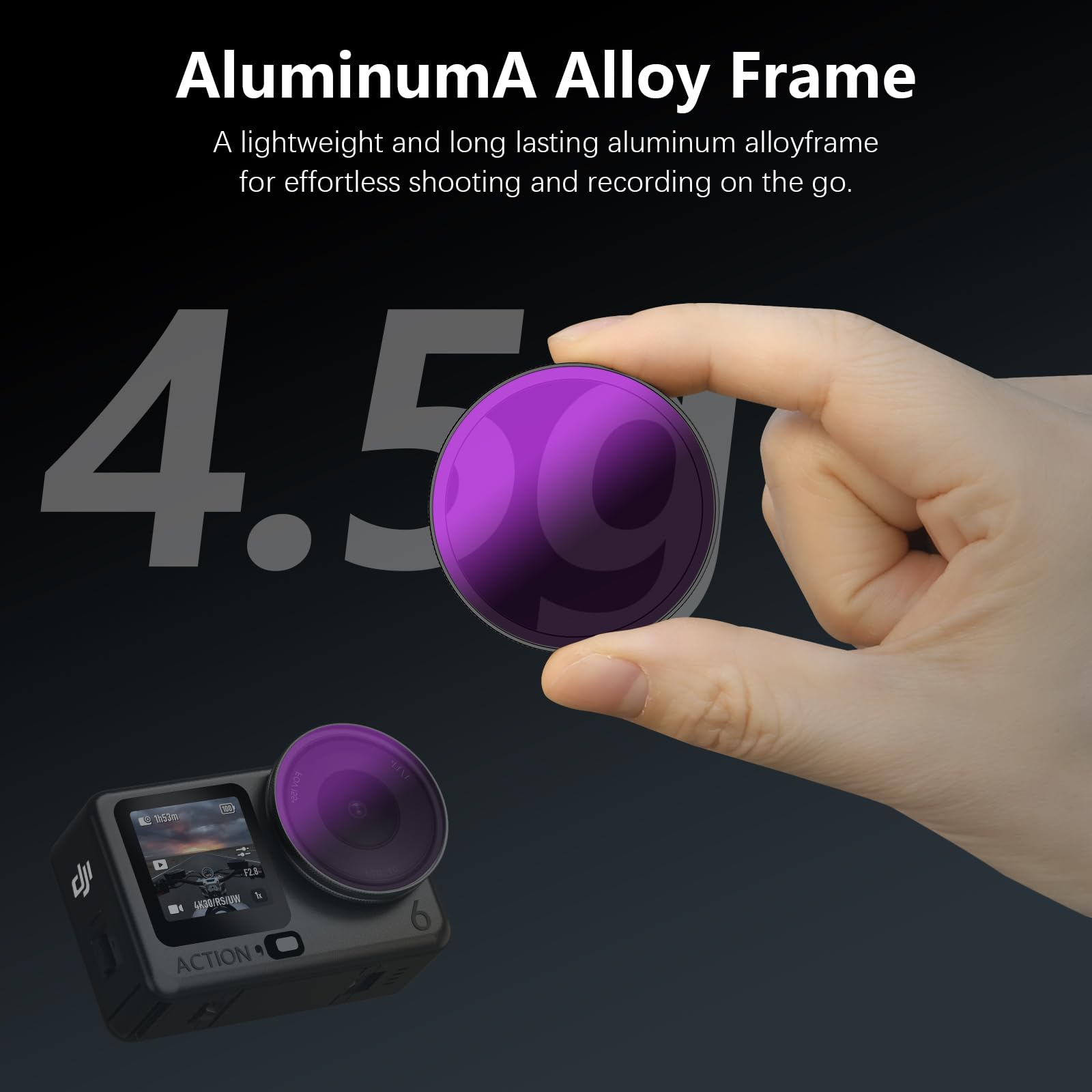 AMAZEAR Zestaw filtrów ND & CPL do DJI OSMO Action 6, Action6 Pro ND16 + ND64 + ND256 + CPL zestaw filtrów obiektywu | 4 sztuki | szkło optyczne | HD | olejoodporne | łatwy montaż