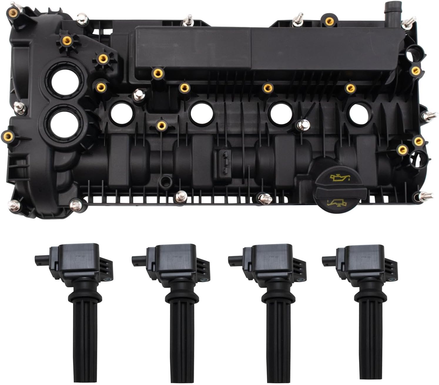 TRQ Ignition Coil Kit 5 Piece Coil on Plug Compatible with 2015-2018 Ford Edge 2017-2019 Escape 2016-2019 Explorer 2017-2020 Fusion 2015-2019 Mustang 2017-2019 Lincoln MKC MKZ