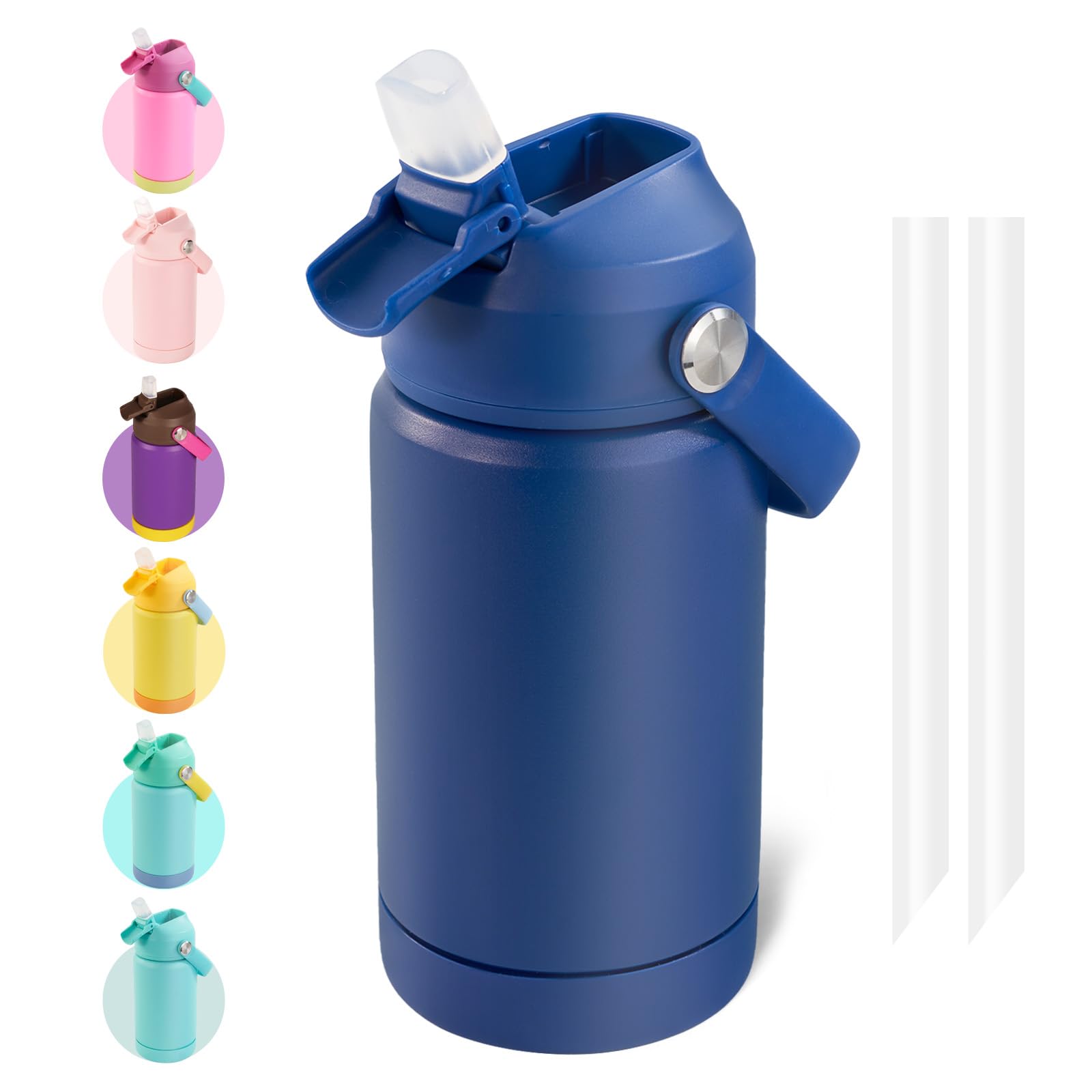 Fijinhom Kids Water Bottle, 360ml/12oz, Stainless Steel Insulated Water Bottle with Straw, Vacuum Leakproof