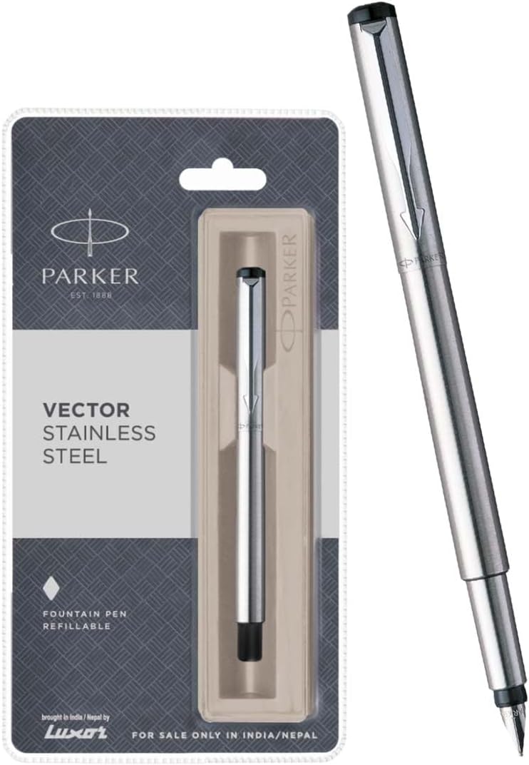 Parker Vector Ct Fountain Pen, Stainless Steel