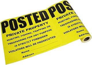 Posted Private Property No Trespassing Tyvek Sign | Heavy Duty | Durable | Weather Resistant | Yellow and Black | 11â€ x 11â€ - 25 Signs per Roll
