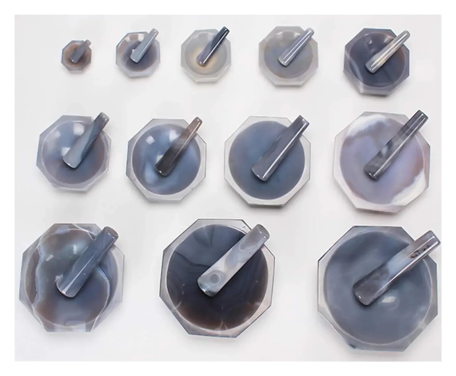 Juego de Mortero y Mano Natural Agate Mortar And Pestle For Chemistry Laboratory Grinding Iner Diameter 30mm To 180mm(ID 100mm)