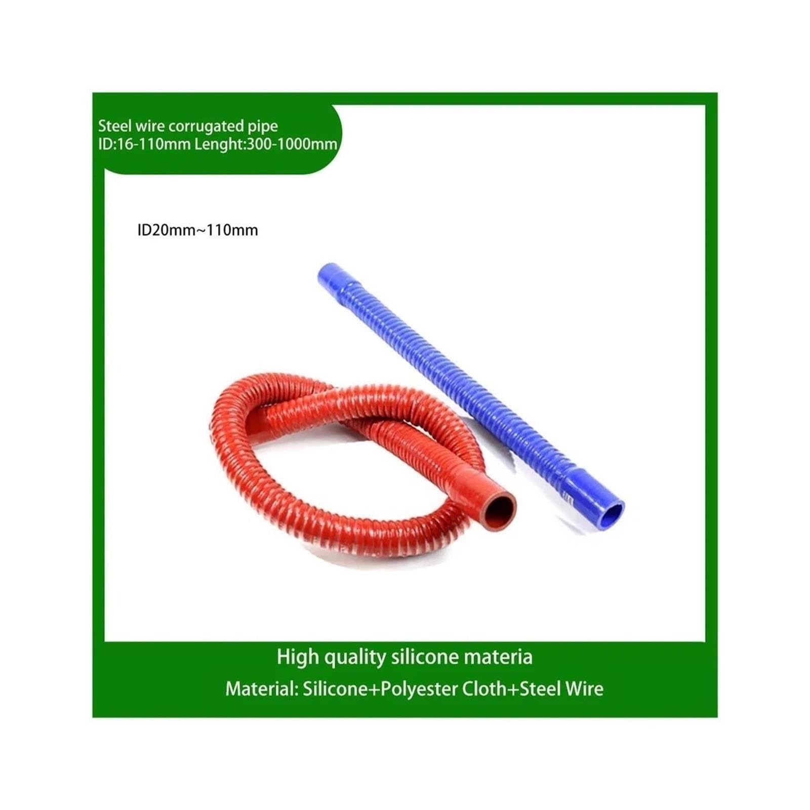 Silicone Steel‑Wire Hose Turbo Intercooler Tube w/ 2 Clamps