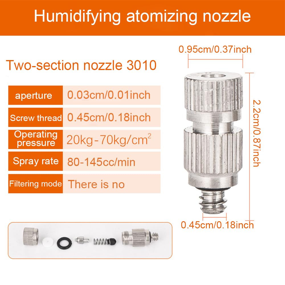 Lot de 10 buses de brumisation pour système de refroidissement extérieur en acier inoxydable à haute pression avec filtre en laiton pour système de brumisation (taille : 0.3mm)