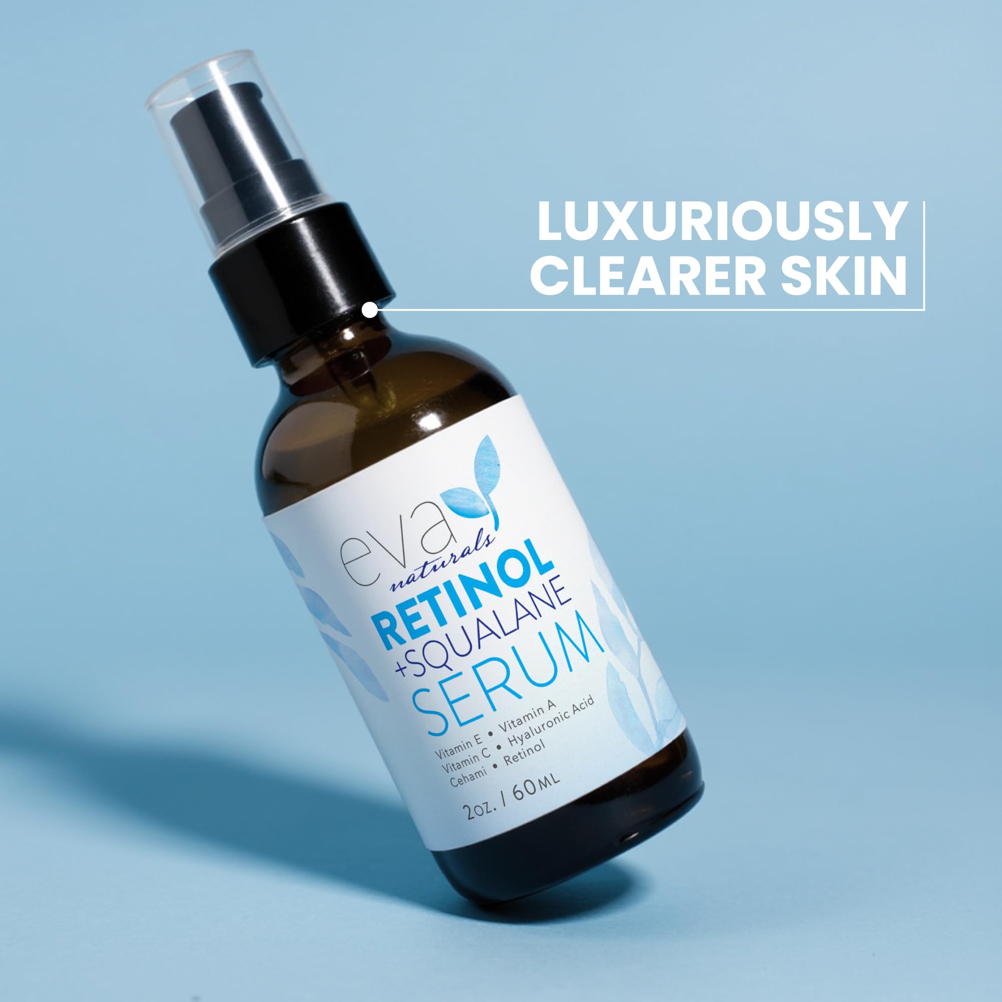 Eva Naturals Anti-Aging 1% Retinol Serum For Face - Granactive Retinoid with Squalane Dark Spots, Fine Lines & Wrinkles - Collagen Boosting Moisturizer - Pure Retinol Night Serum for Face (2 Oz)