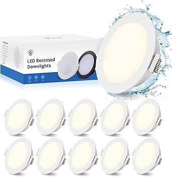 Gr4tec LED Recessed Spotlights 230 V flat, 6 x 6W LED Ceiling Spotlight Dimmable neutral white 4000 K, IP65 LED Spot Bathroom, Recessed Diameter 68 -85 mm, AC 85-265 V 400LM, LED Recessed