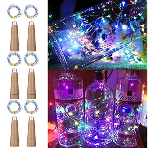 TINYOUTH 6PCS Bottle Lights with Cork Multicoloured, 2M/6.5FT 20LED Wine Bottle Lights Always Lighting, AAA Battery Operated Bottle String Light for DIY Bottle Party Wedding Christmas Decor Cover