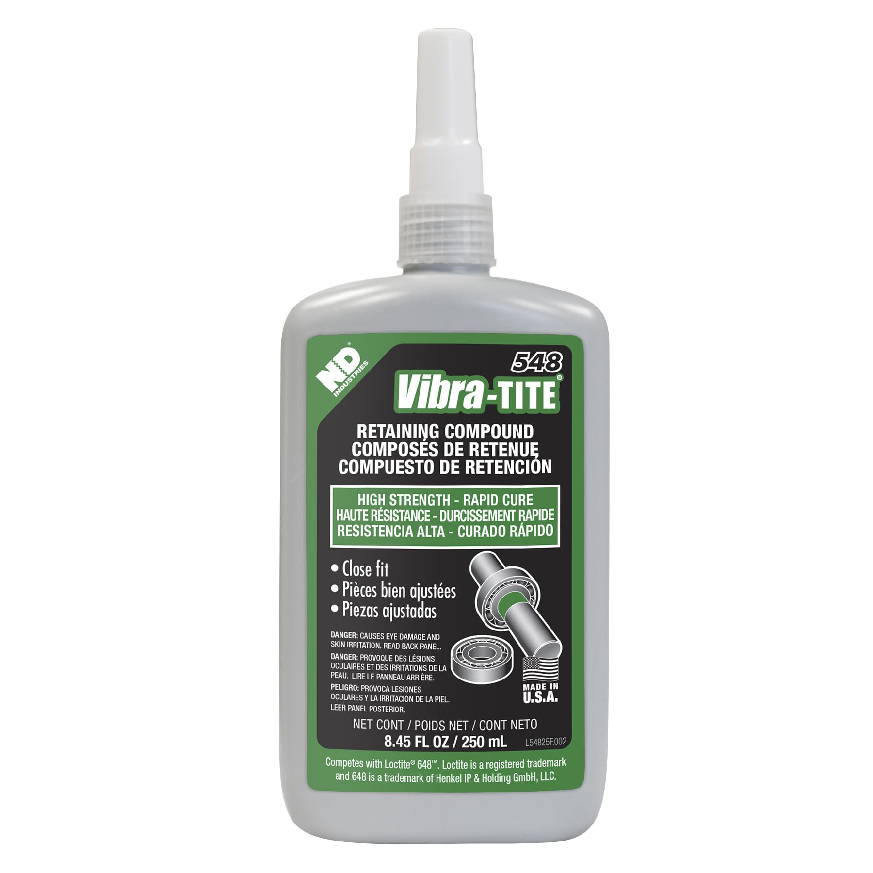 Vibra-TITE 548 Rapid Cure Anaerobic Retaining Compound, 250 ml Bottle, Green-picture-31
