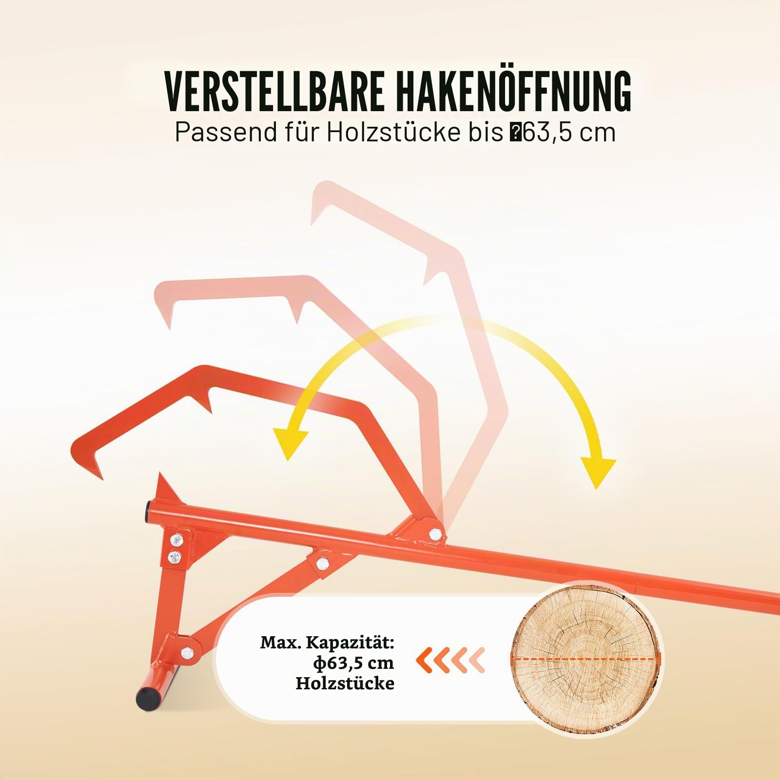 VEVOR Fällheber, 1219 mm, robuster Stammheber aus Stahl, Holzheber mit verstellbarem Wendehaken, Forsthaken für Holzstämme bis zu φ 63,5 cm, Fällhilfe zum Rollen, Schneiden & Anheben von Holzstämmen