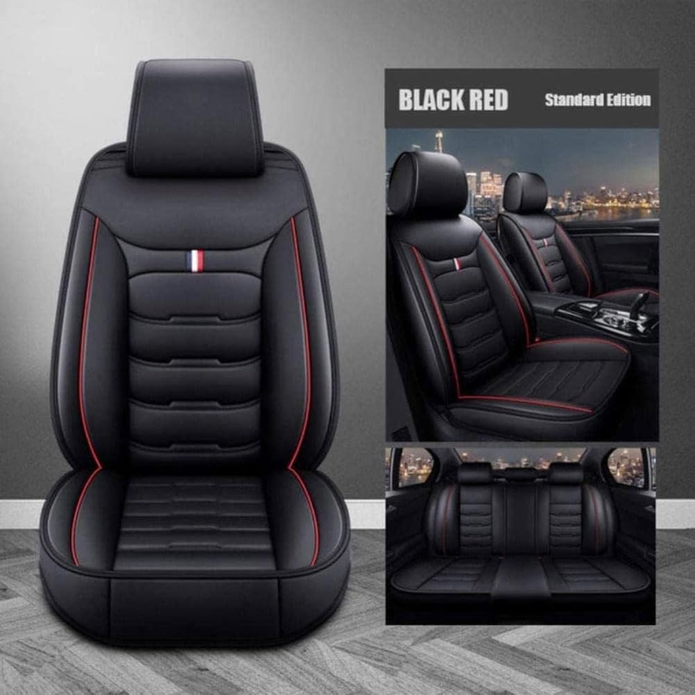 GaRcan Coprisedili Auto Pelle per Audi A3 Sportback 8PA 2008-2013, Pelle Copri Sedili Impermeabile Anteriori e Posteriori Coprisedile Sedile Accessori,E/Black-Red