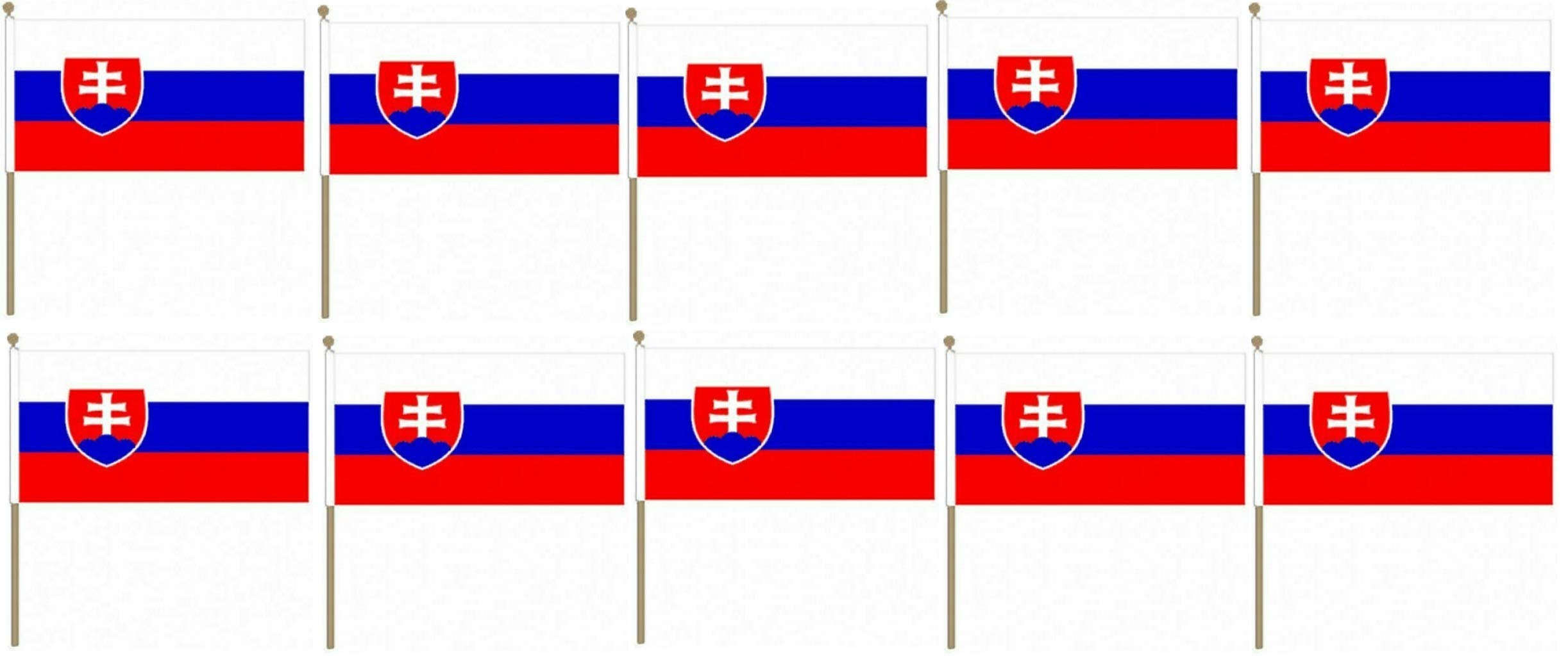 Pack Of 10 X Flag Of SLOVAKIA Hand Held Flags 21cm x 14cm