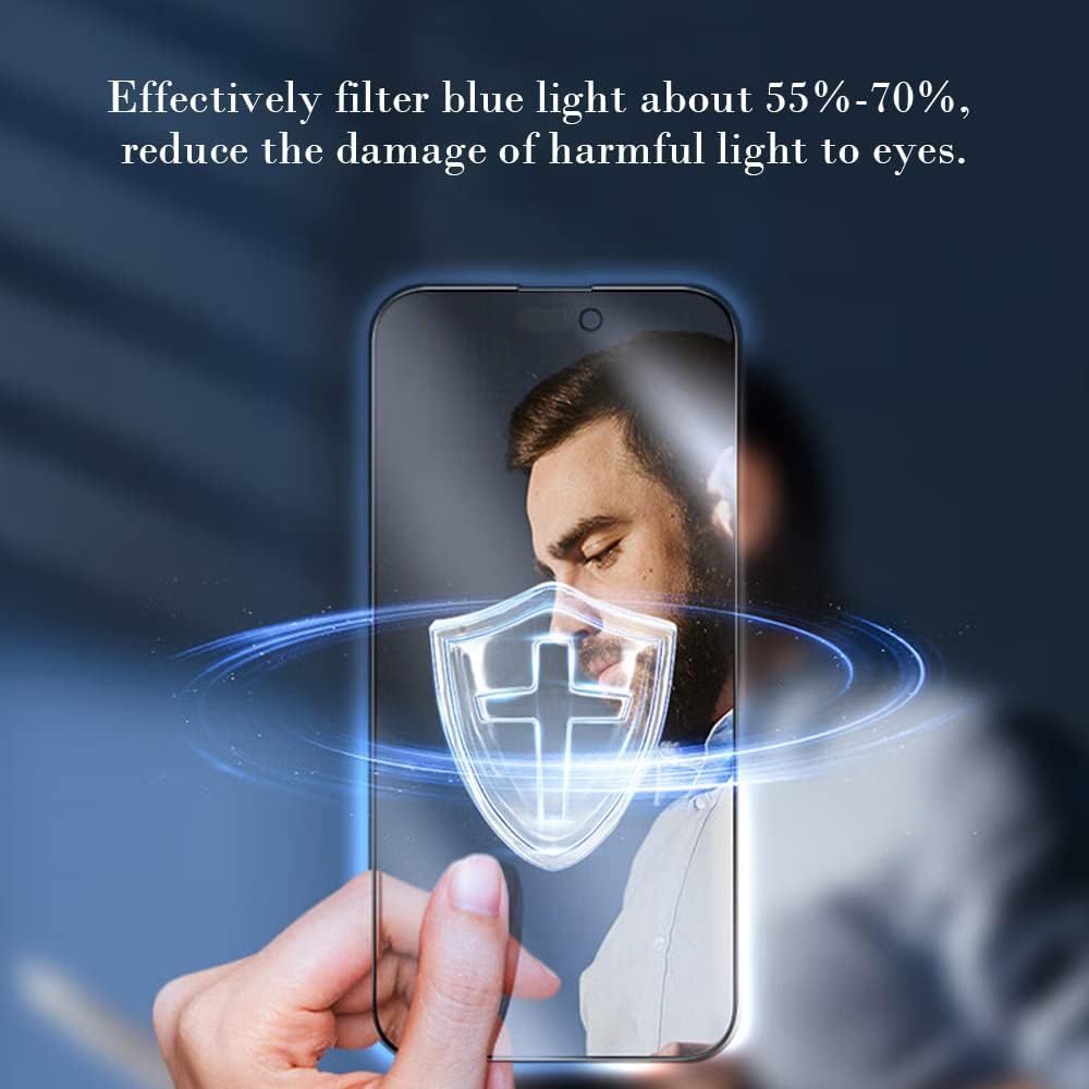 PERFECTSIGHT Sapphire Anti Glare Blue Light Blocking Screen Protector Designed for iPhone 14 Pro Max, [Medical-Grade Eye Protection] Filter 8 Radiations Matte Diamond Hard Tempered Glass (6.7 inch)