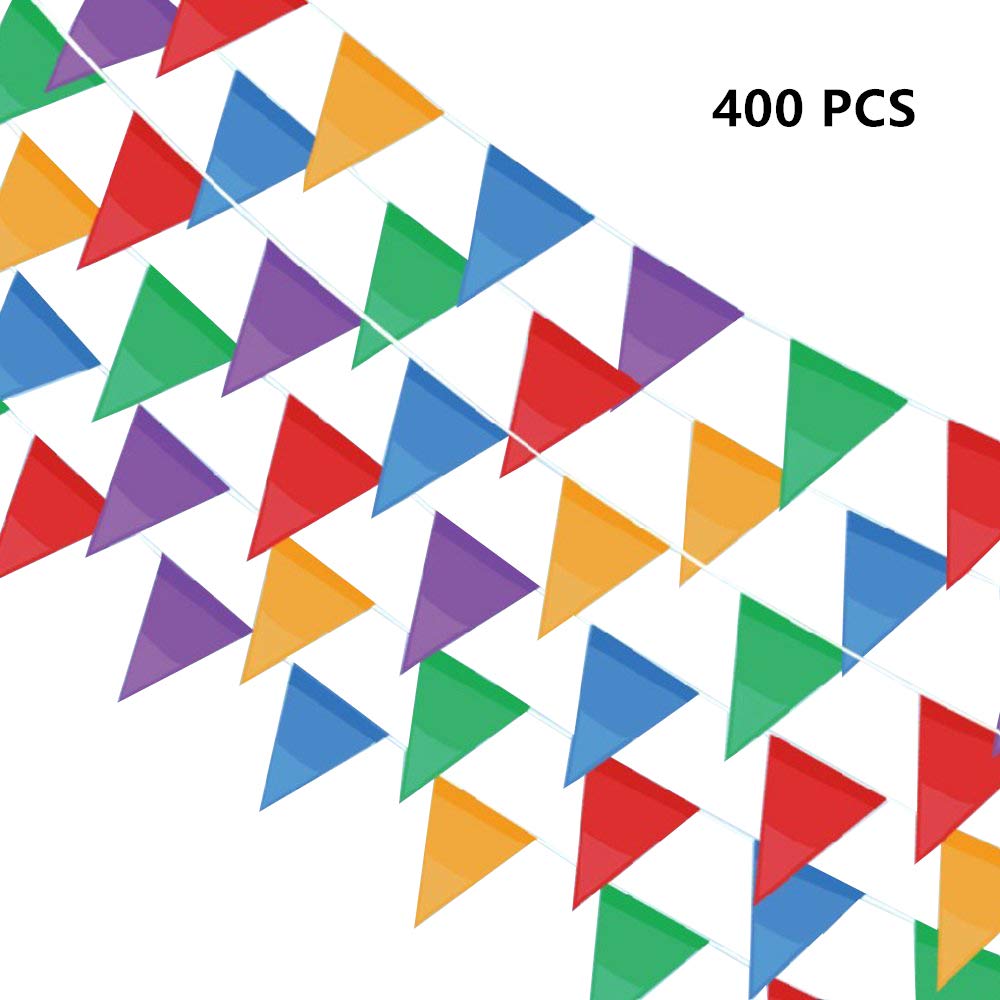 InnoFun 400 Pcs Pennant Flag Banners,500 Ft Multicolor Banner Nylon Cloth Flag Pennants for Party Decorations,Shops Decorations,Festivals,Birthdays