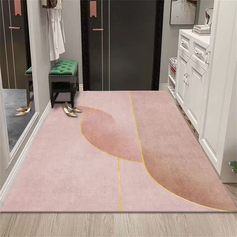 Tapis anti bruit rose géométrique 70x140cm pour chambre de bébé et adulte