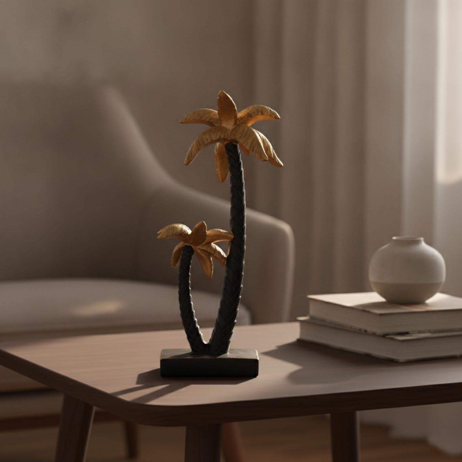 Figura Brillante Escultura con Base Rectangular Morno Estatua para Recibidor
