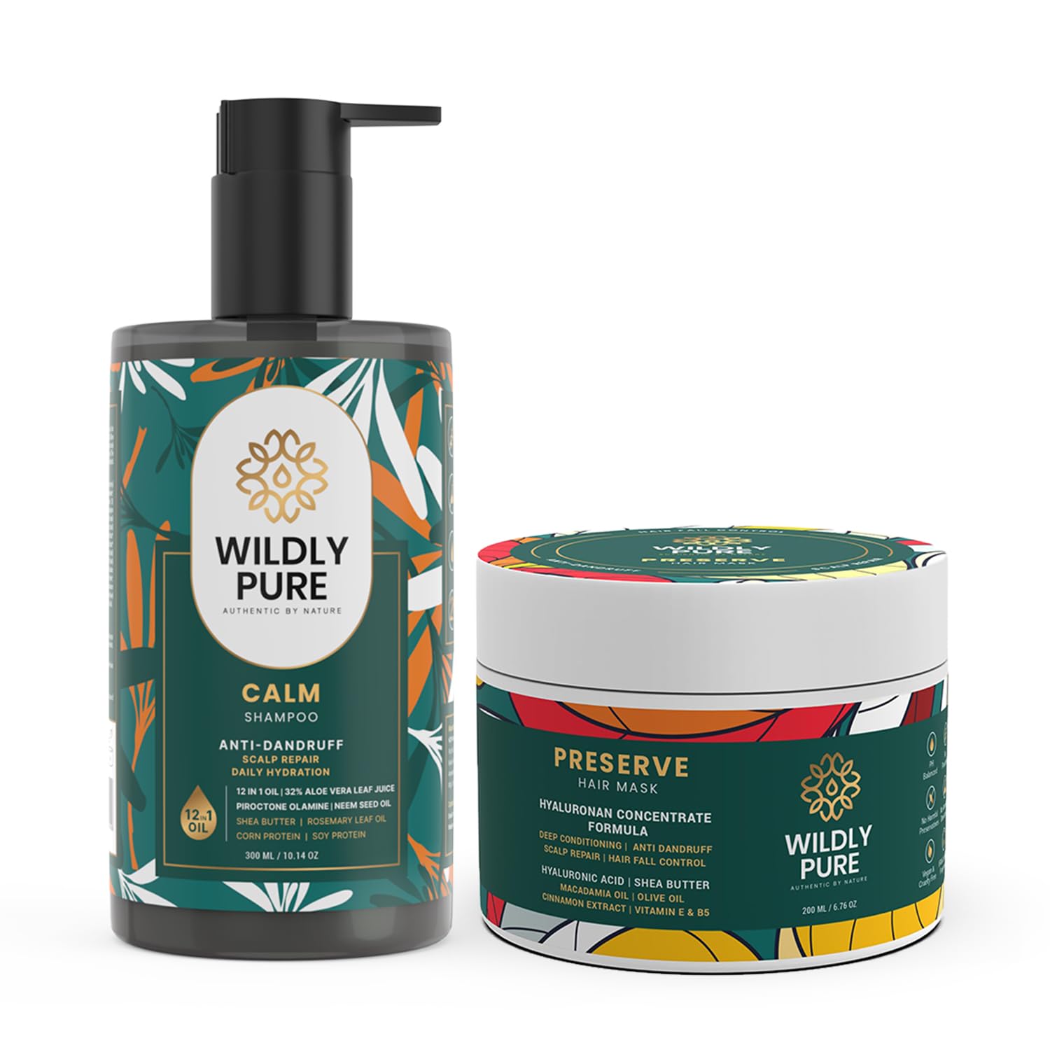 WILDLY PURE Anti Dandruff Shampoo & Hair Mask | Visible Reduction in Hairfall & Dandruff | Plant Keratin & 12 Essential Oils | SLS Free| Hair care Kit for Men & Women | Pack of 2 [Calm Preserve Combo]-image-12