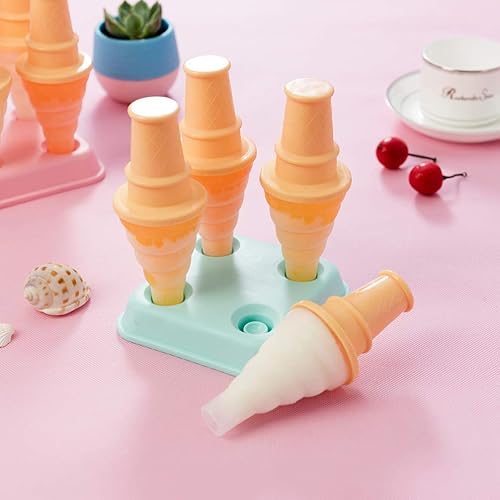 Miniatura 3 de Kichvoe Moldes de paletas de plástico para hacer paletas de hielo para niños, moldes reutilizables para hacer paletas caseras y helados, color verde