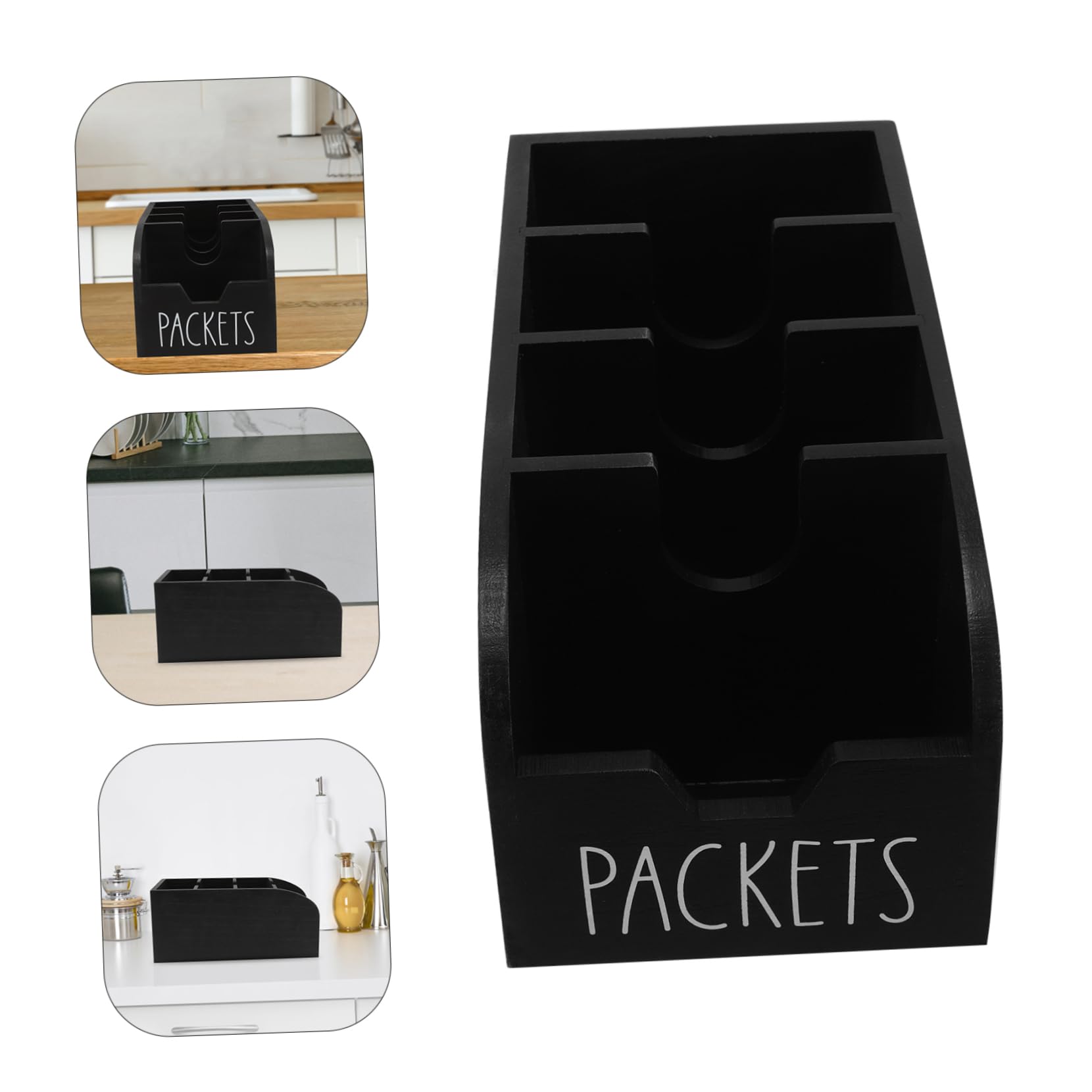 Organizador de Bolsitas de Té de Madera Negro para Mostrador | Despensa y Armario de Cocina, Diseño Ahorra Espacio, Construcción Robusta, Estilo Elegante