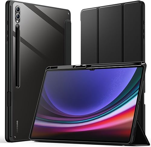 JETech Funda para Samsung Galaxy Tab S10 UltraTab S9 Ultra de 14.6 pulgadas con soporte para S Pen y parte trasera de policarbonato transparente,