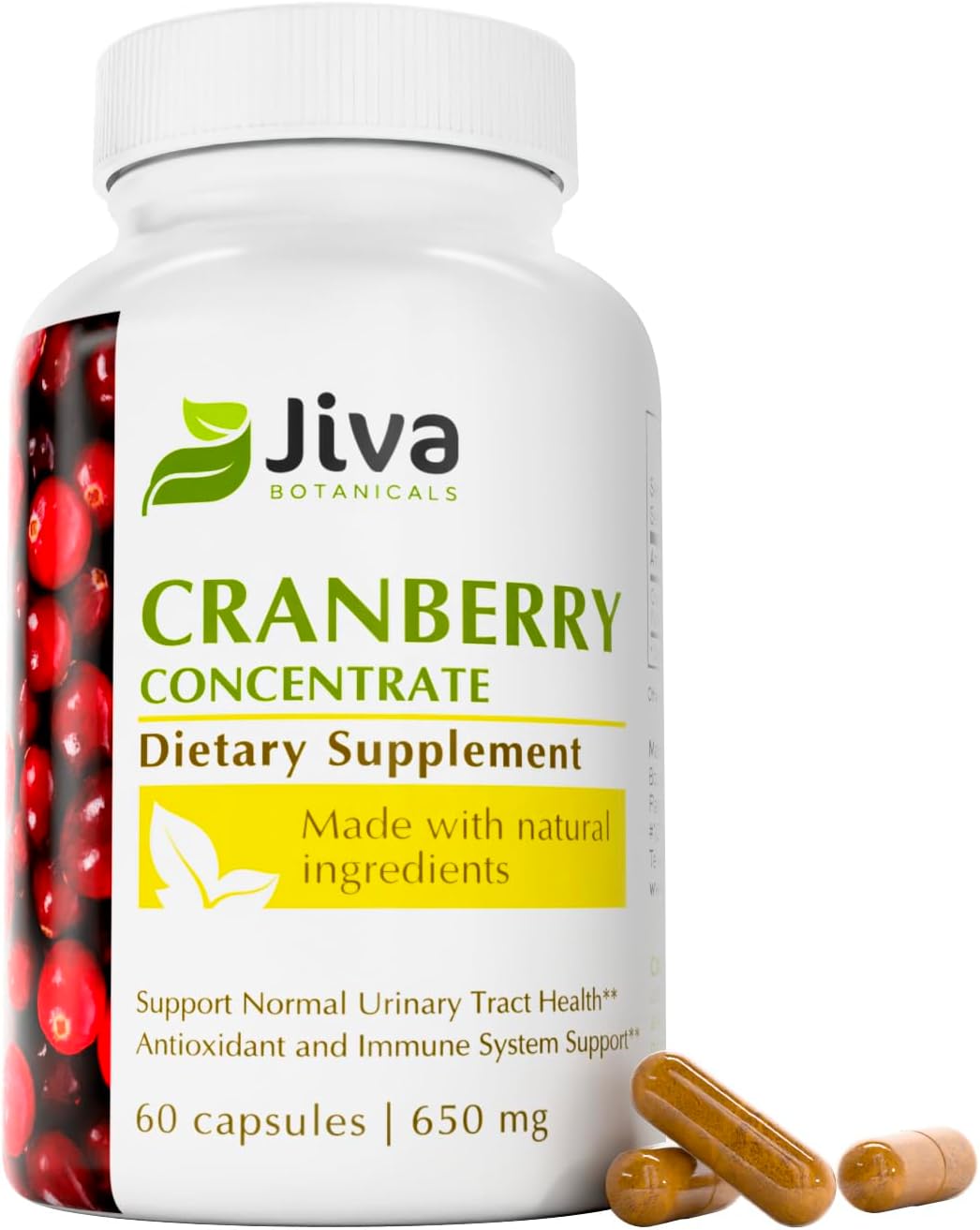 Concentrated Cranberry Supplement - 650 mg Cranberry Powder Extract Pills for Women - High Potency for Normal Urinary Tract Health - 60 Capsules (Pack of 1)
