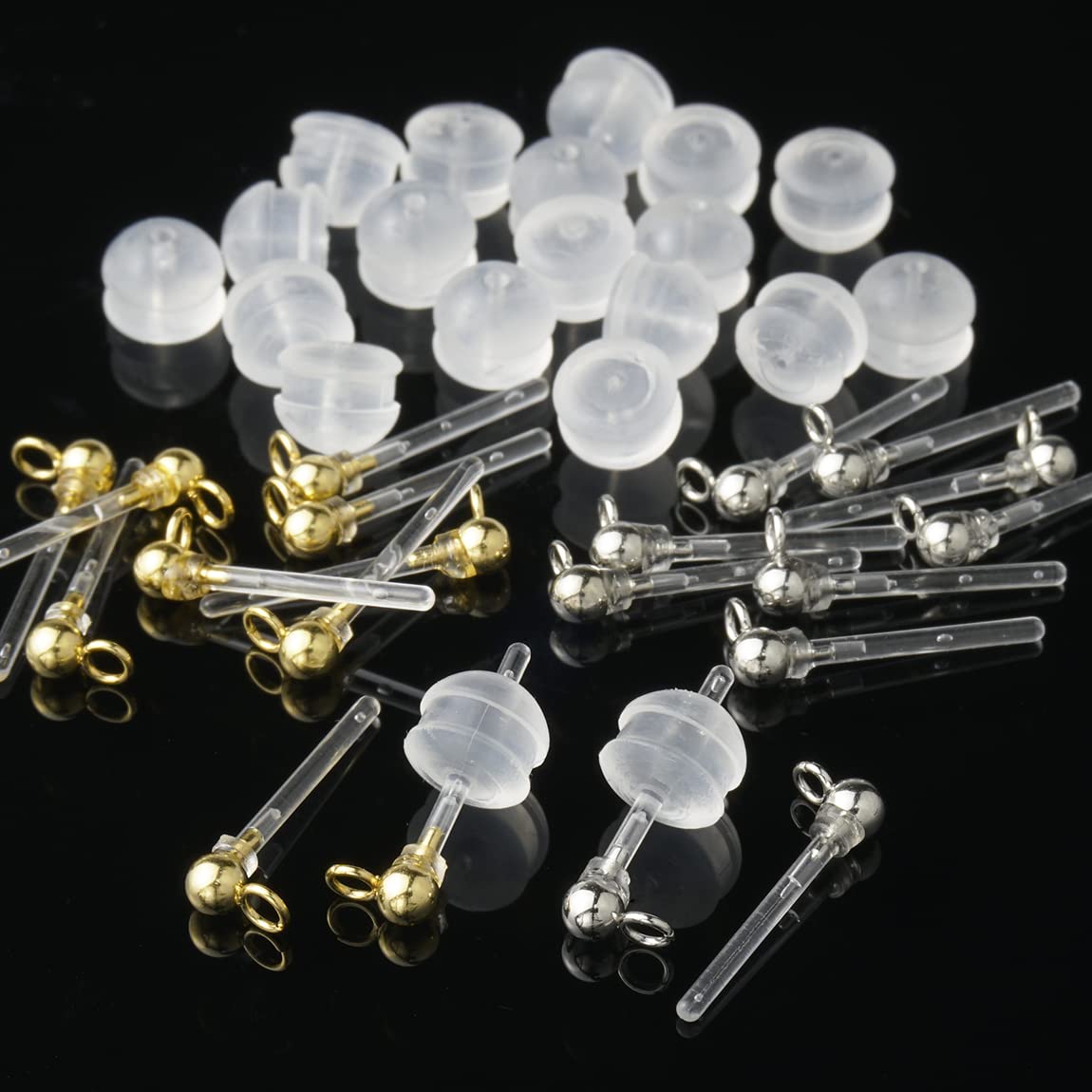 Amazon.co.jp: ピアス パーツ 樹脂 3mm 丸玉 カン付き キャッチ付き 
