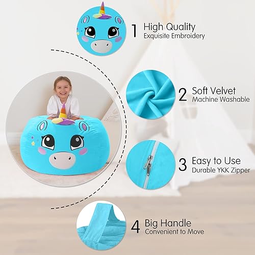 Miniatura 2 de Aubliss Almacenamiento de animales de peluche, funda para puf de terciopelo, grande de 32 pulgadas, ultra suave, organizador de almacenamiento de
