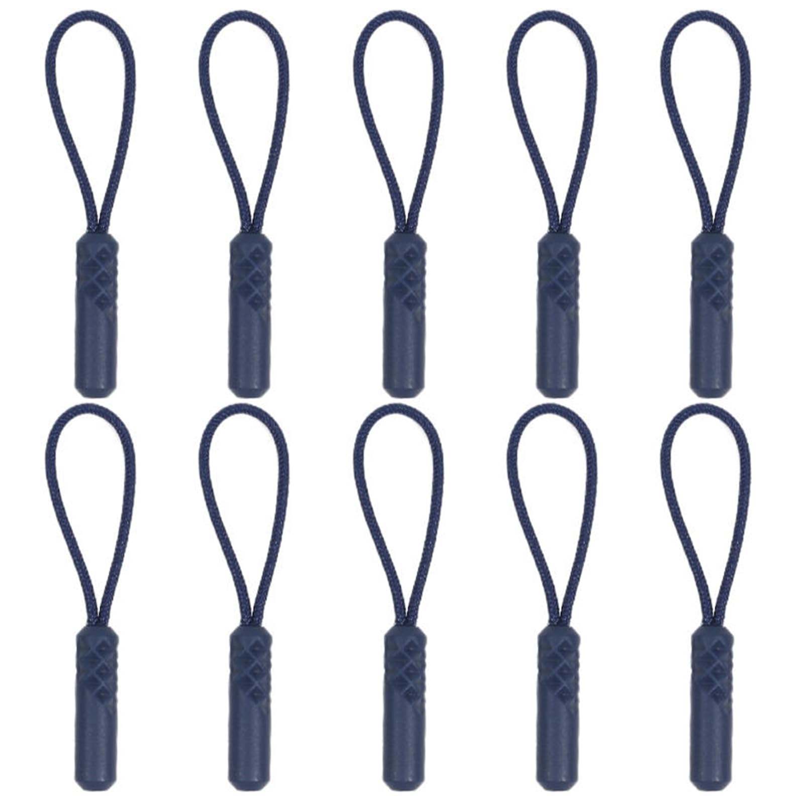 Oaieu Navy Blue 10Pcs Creative Zipper Pulls Tab Tags Cord Pulls Zipper Extension Zip Fixer For Backpacks, Jackets, Luggage, Purses, Handbags(Navy Blue)
