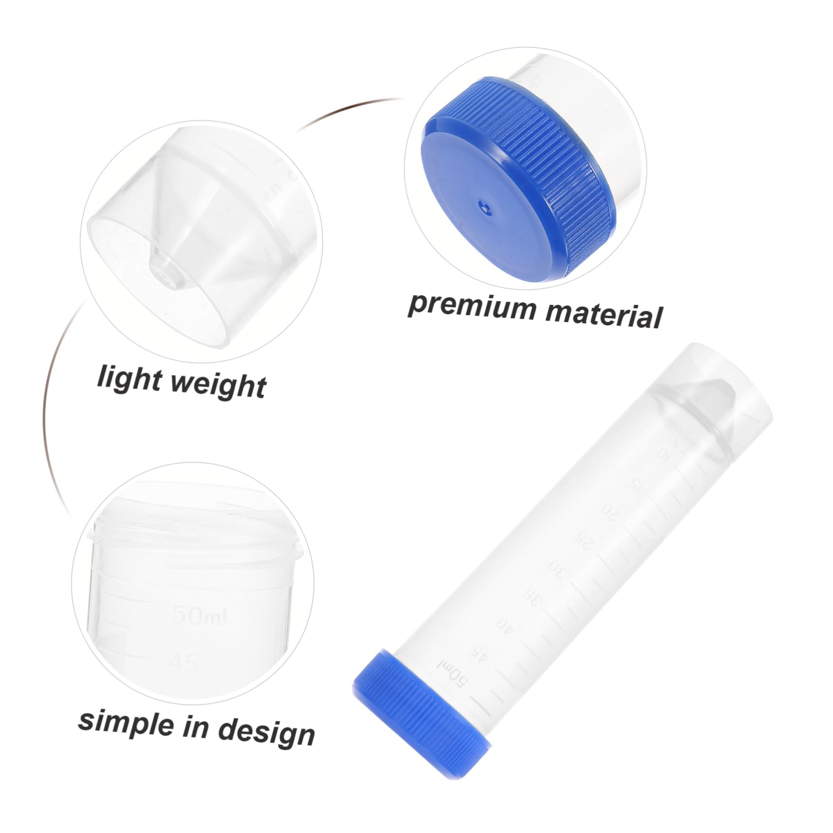 Anneome Provette da Centrifuga in Plastica 50ml Fondo Piatto Tappo a Vite e Scala 50 Pezzi per Esperimenti di Laboratorio e Ricerca